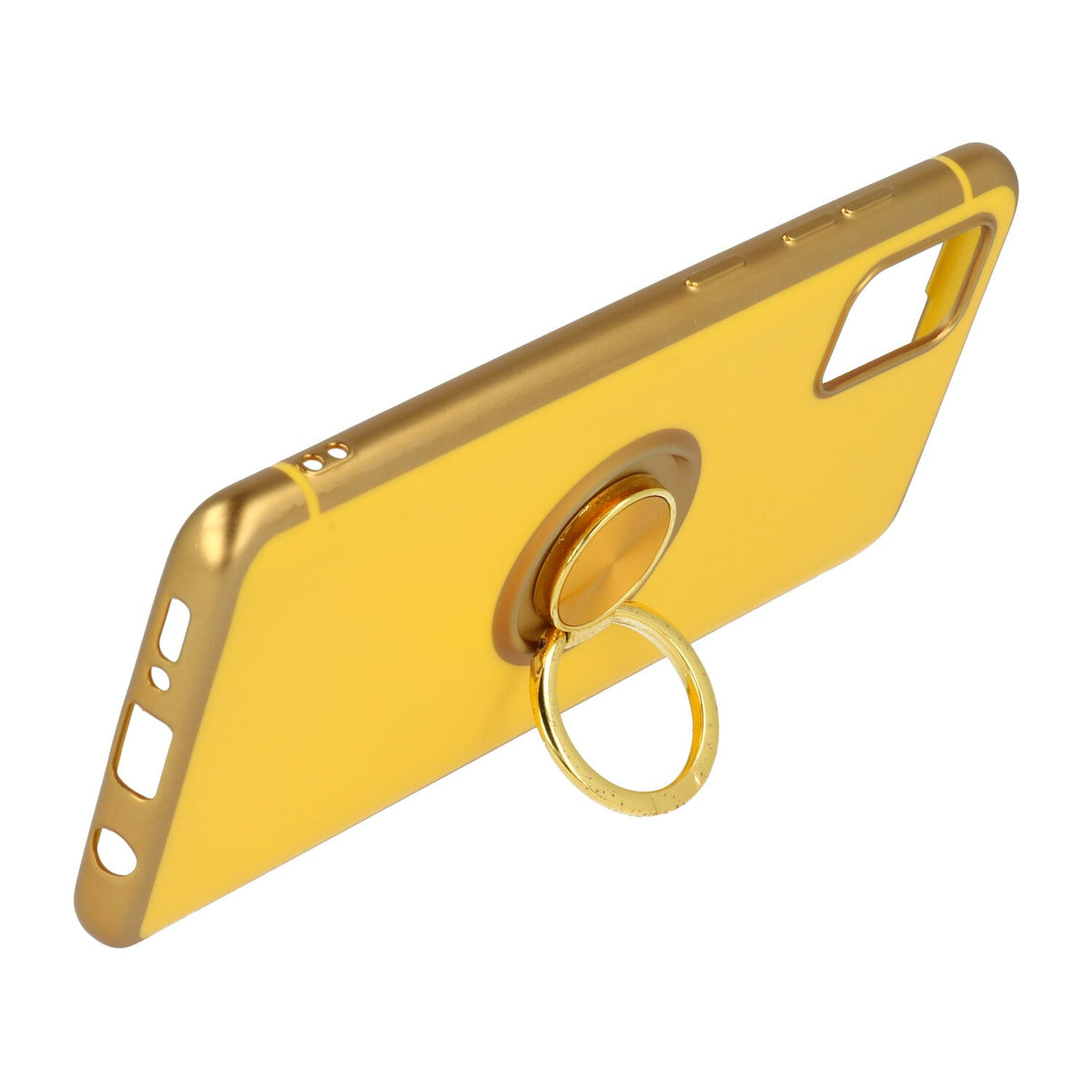 Samsung Galaxy S20 Ultra Hoesje - Geel - Siliconen Ring Kickstand Back Cover