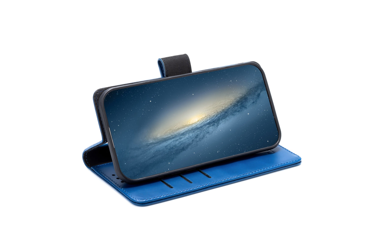 Apple iPhone Air Hülle - Navy Blue - Echtleder-Klapphülle mit Kartenfach