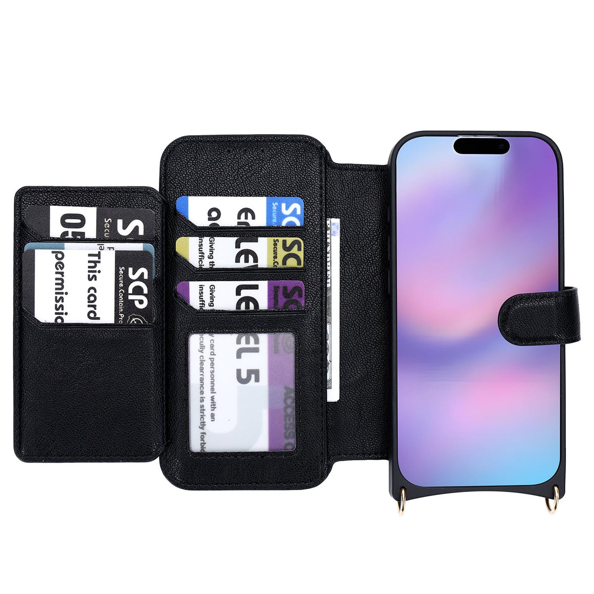 Apple iPhone 16 Pro Max Hoesje - Zwart - CM Amsterdam Back Cover met Telefoonkoord
