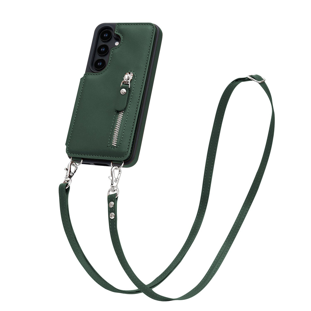 Samsung Galaxy A16 Hoesje - Groen - Luxe Back Cover met Telefoonkoord en Rits