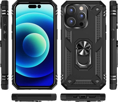 Apple iPhone 14 Pro Max Hoesje - Zwart - Armor Kickstand Back Cover
