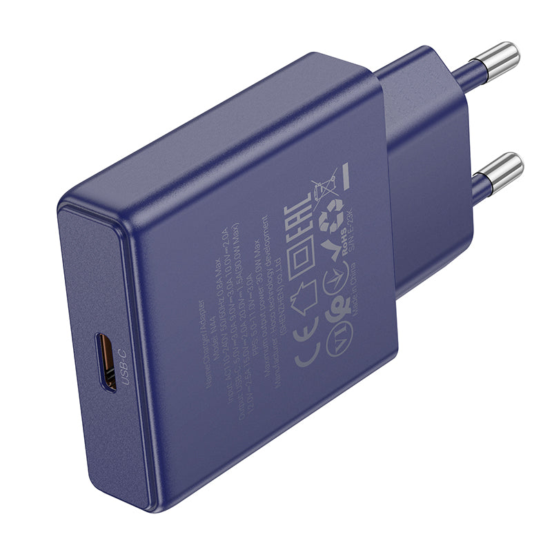 Hoco 30W USB-C Schnellladegerät mit USB-C-Kabel 1m - Titanium Blue