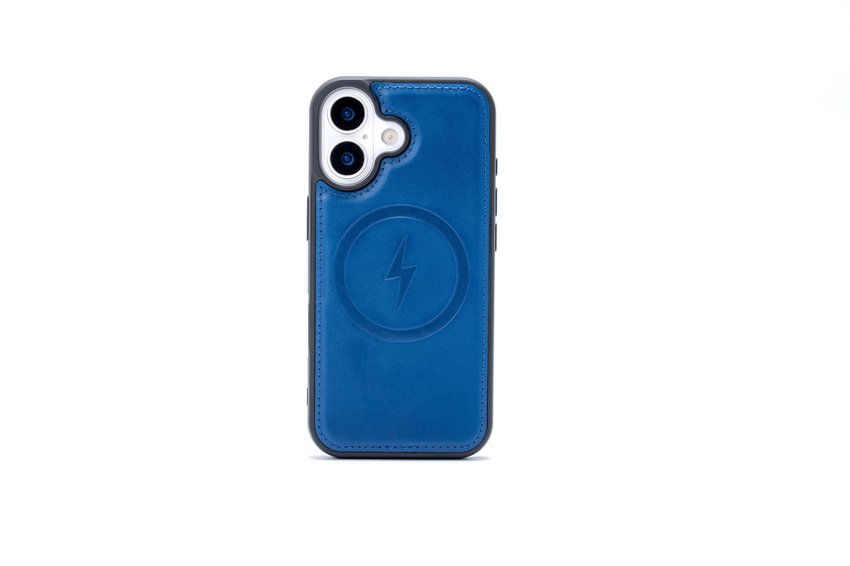 Apple iPhone 17 Hoesje - Navy Blue - Echt Leren MagSafe Bookcase