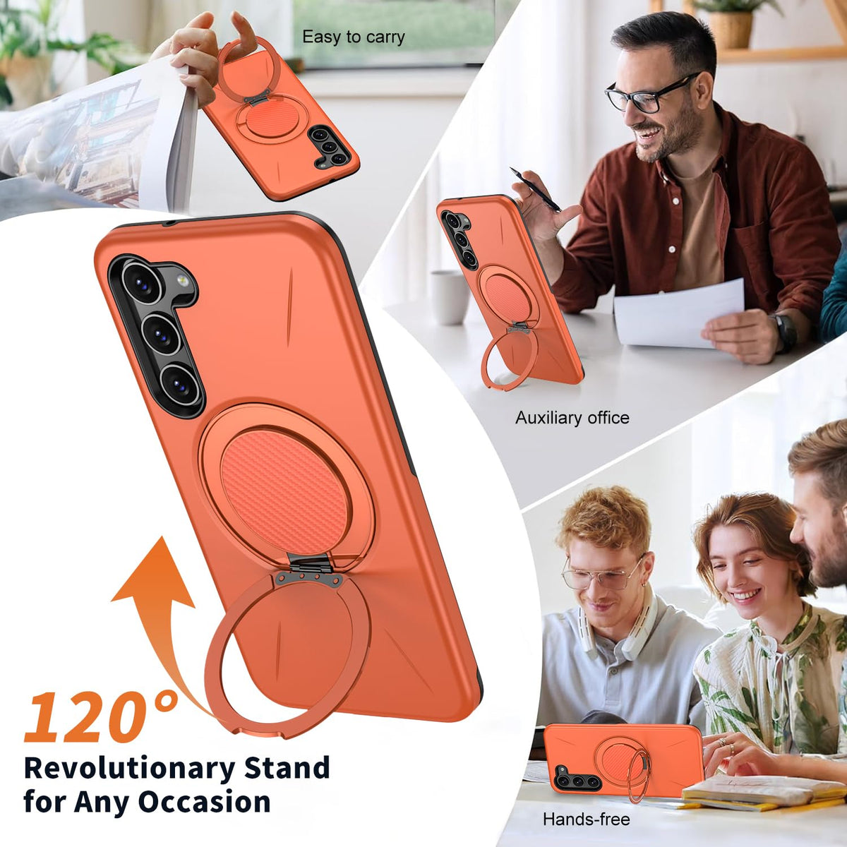 Samsung Galaxy S26 Hoesje - Oranje - Siliconen Ring Kickstand Back Cover