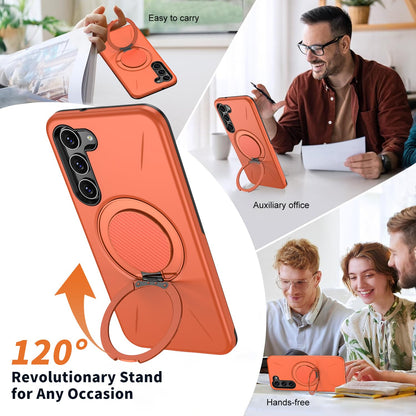 Samsung Galaxy S26 Hoesje - Oranje - Siliconen Ring Kickstand Back Cover
