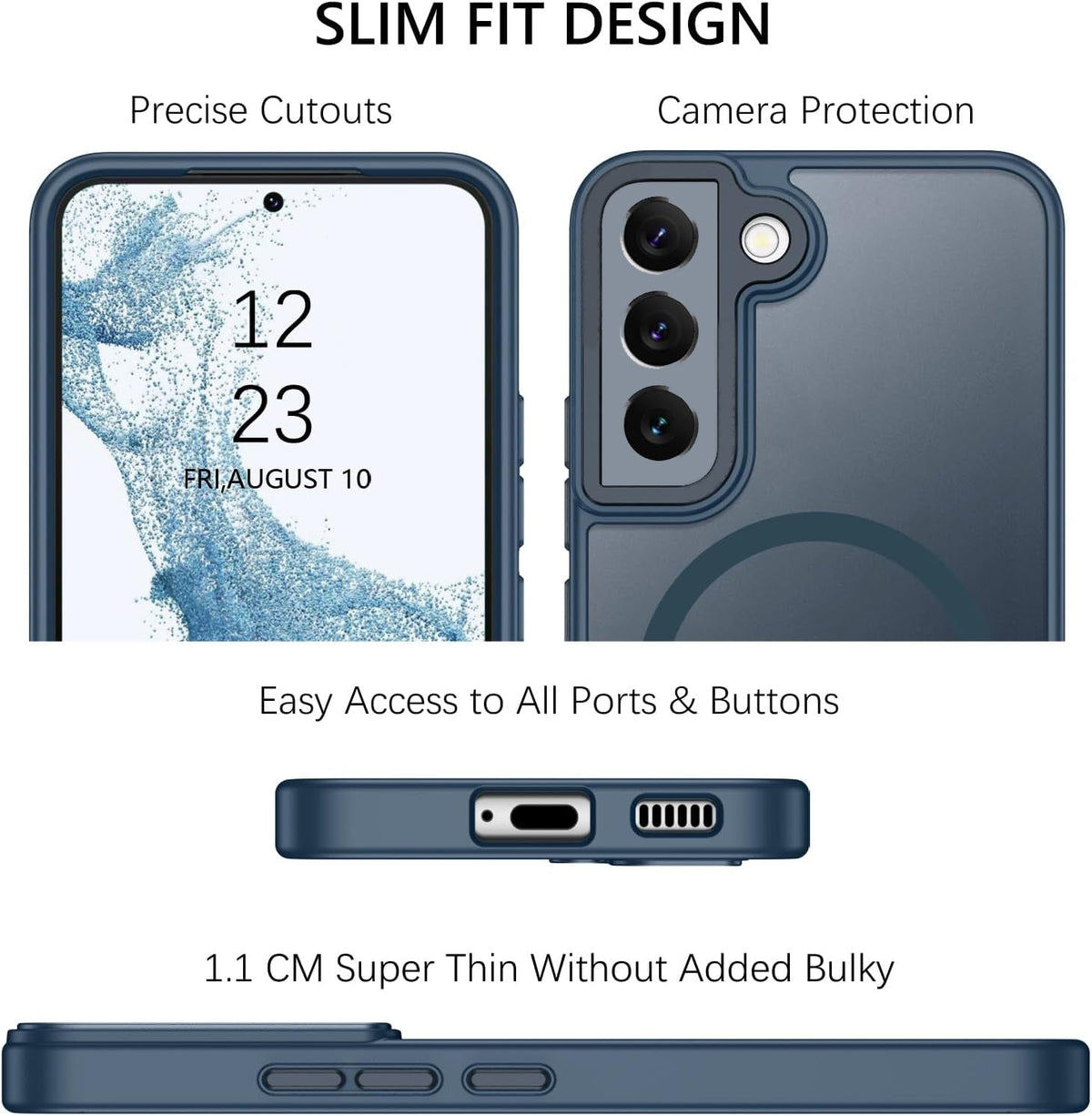 Samsung Galaxy S22 Hoesje - Blauw - Matte Armor MagSafe Back Cover
