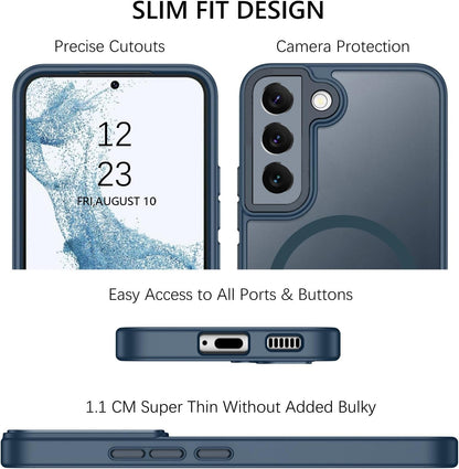 Samsung Galaxy S22 Hoesje - Blauw - Matte Armor MagSafe Back Cover