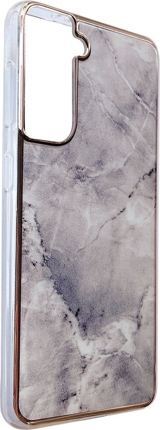 Samsung Galaxy S21 FE Hoesje - Steen - Siliconen Marmer Back Cover