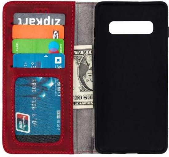 Samsung Galaxy S10+ Case - Red - Genuine Leather Wallet Case