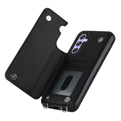 Samsung Galaxy A16 Case - Black - Luxury Back Cover with Phone Strap and Zipper