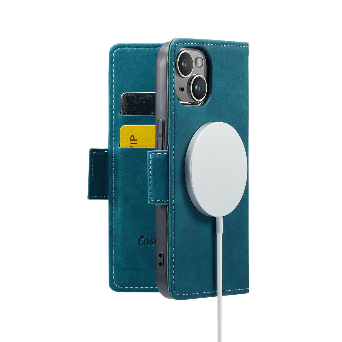 Apple iPhone 15 Hülle - Emerald Green - Portemonnaie-MagSafe-Klapphülle mit Kartenfach