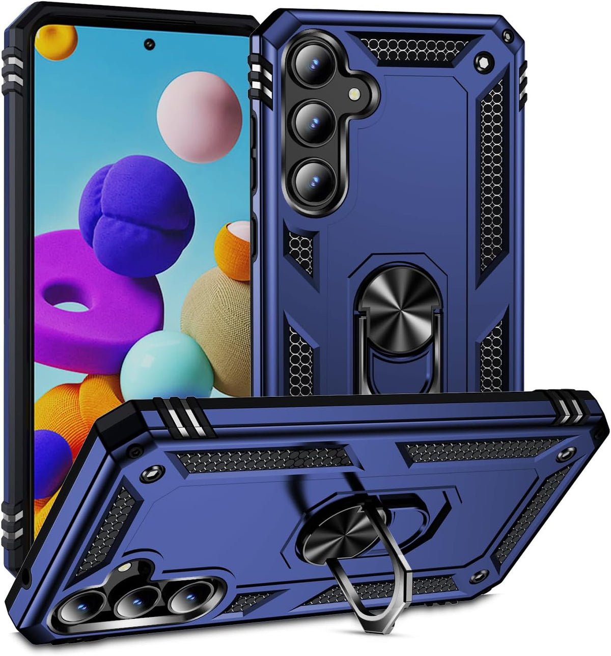 Samsung Galaxy A35 Hoesje - Blauw - Armor Kickstand Back Cover