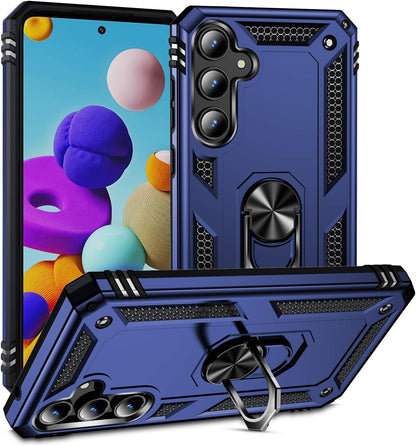 Samsung Galaxy A35 Hoesje - Blauw - Armor Kickstand Back Cover