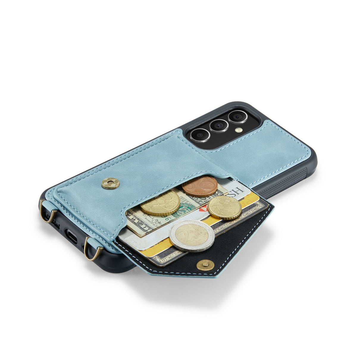 Samsung Galaxy A14 4G Hoesje - Aqua Blue - Luxe Back Cover met Telefoonkoord