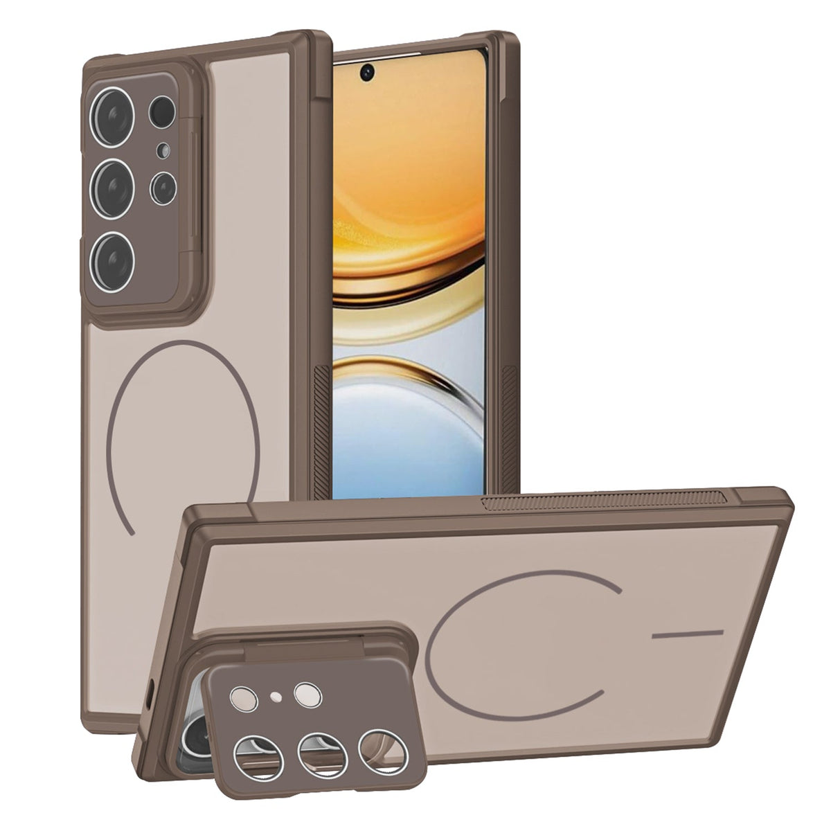 Samsung Galaxy S26 Ultra Case - Brown - Matte Armour MagSafe Back Cover with Kickstand