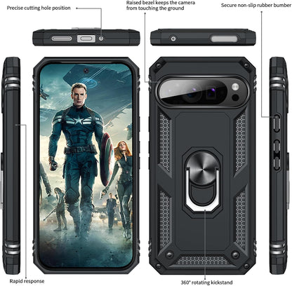 Google Pixel 9 Pro Case - Black - Armor Kickstand Back Cover