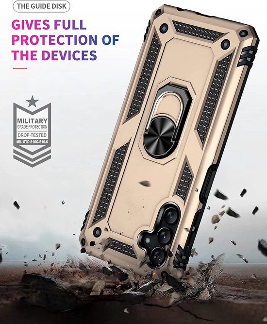 Samsung Galaxy A04s Hoesje - Goud - Armor Kickstand Back Cover