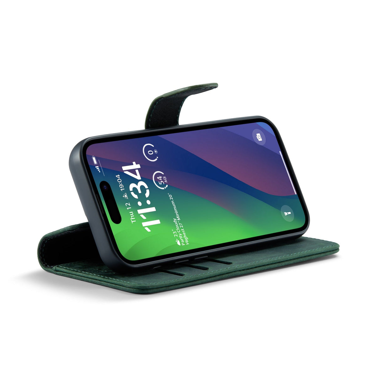 Apple iPhone 15 Plus Hülle - Emerald Green - Echtleder-2-in-1-MagSafe-Klapphülle mit Kartenfach