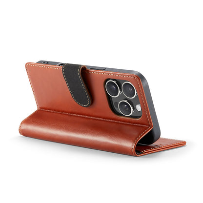 Apple iPhone 16 Pro Hoesje - Bruin - Echt Leren Bookcase