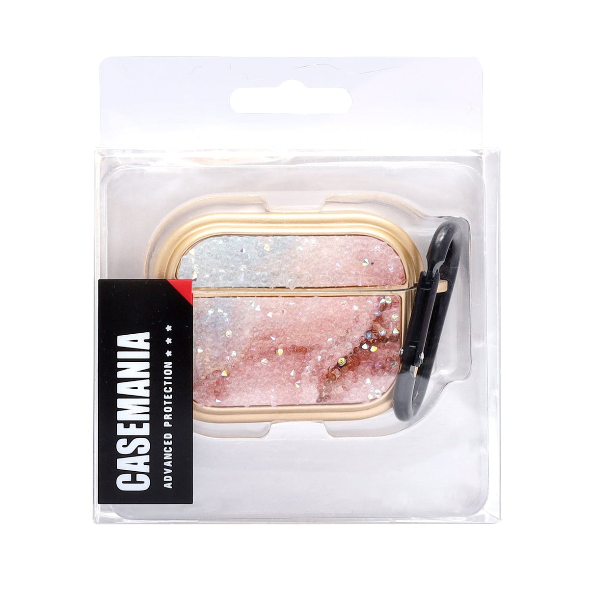 Apple AirPods Pro 2 / Pro Hoesje - Diamant Marmer Glitter met Ring - Goud