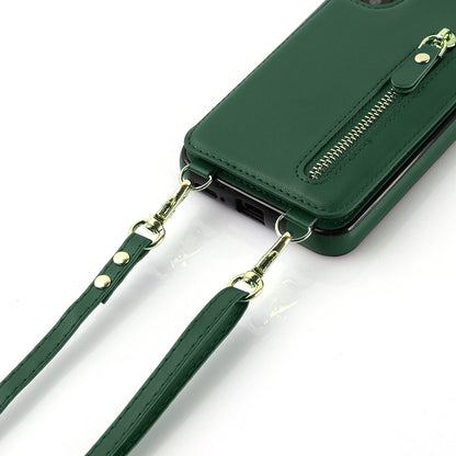 Samsung Galaxy S23 FE Hoesje - Groen - Luxe Back Cover met Telefoonkoord en Rits