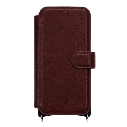 Apple iPhone 15 Hoesje - Burgundy Red - 'Amsterdam' Magnetische Wallet Case met Pasjeshouders en