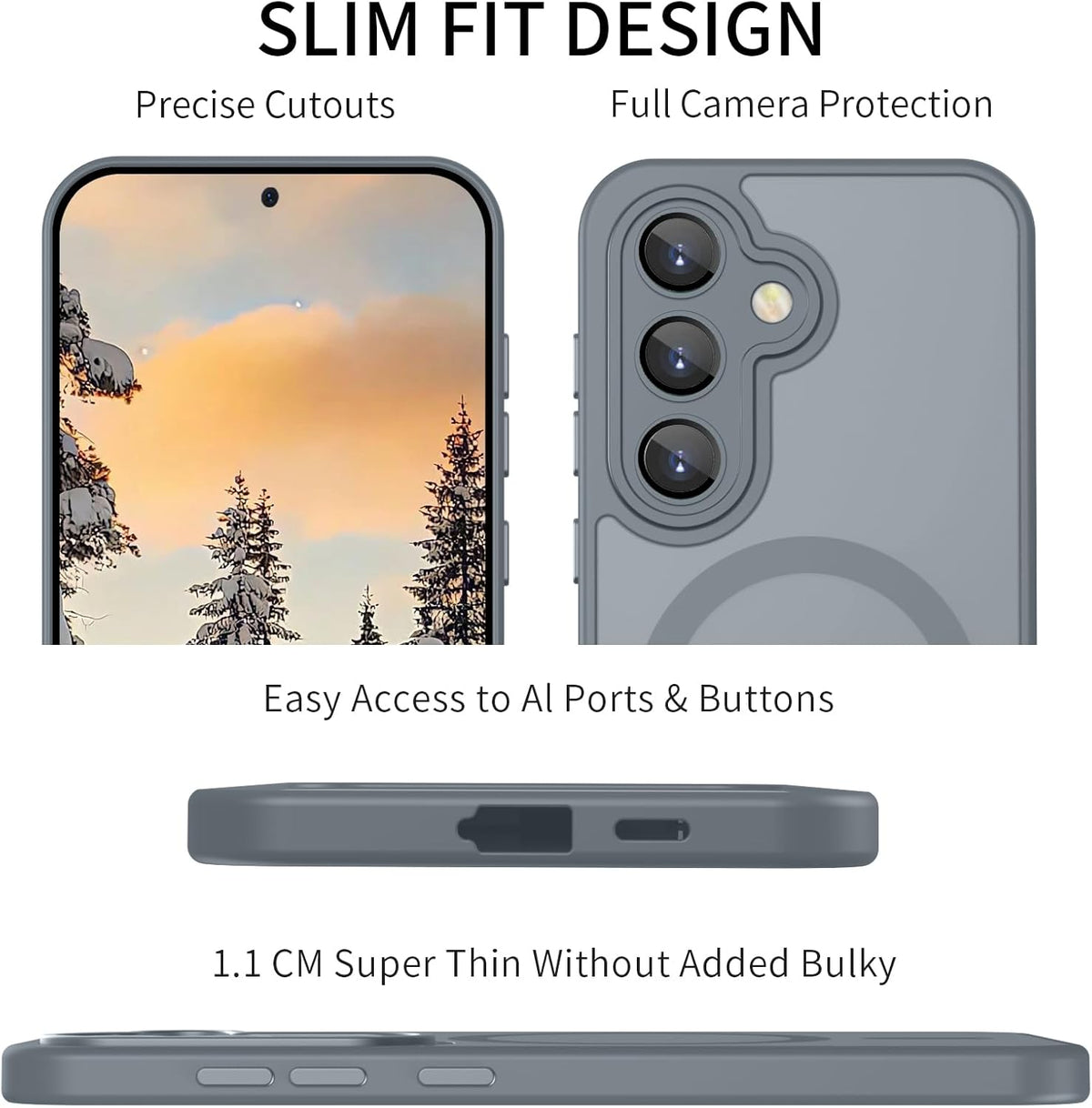 Samsung Galaxy A57 Hoesje - Grijs - Matte Armor MagSafe Back Cover