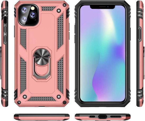 Apple iPhone 11 Pro Max Hoesje - Rosegoud - Armor Kickstand Back Cover