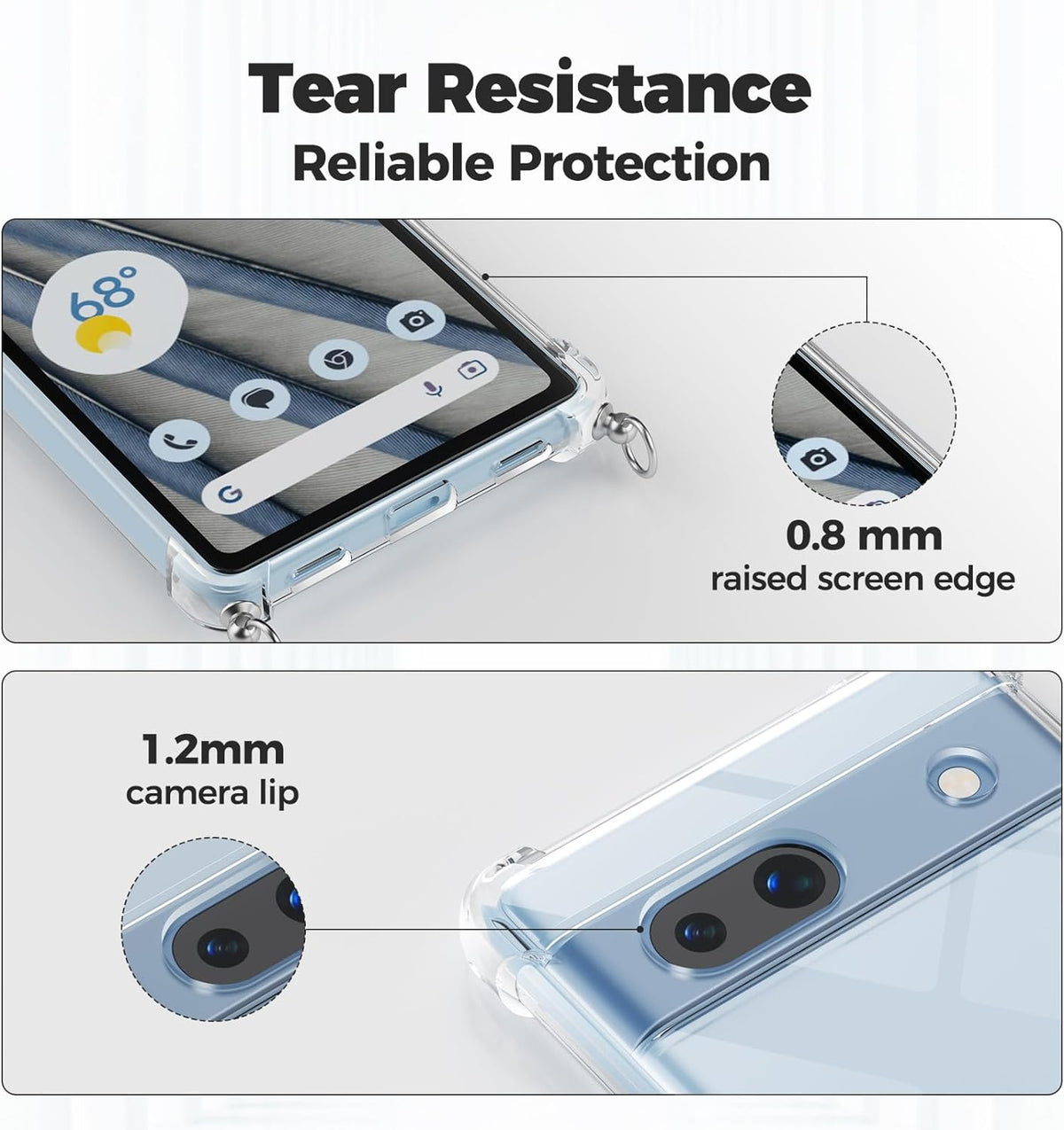 Google Pixel 7A Hülle - Transparent - Silikon-Backcover mit Handykette