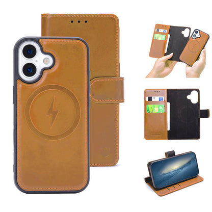 Apple iPhone 17 Case - Sienna Brown - Genuine Leather MagSafe Wallet Case