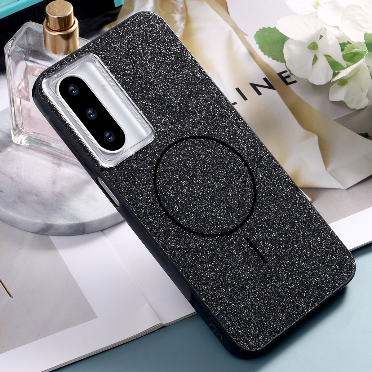 Samsung Galaxy A17 Hoesje - Zwart - Glitter MagSafe Back Cover