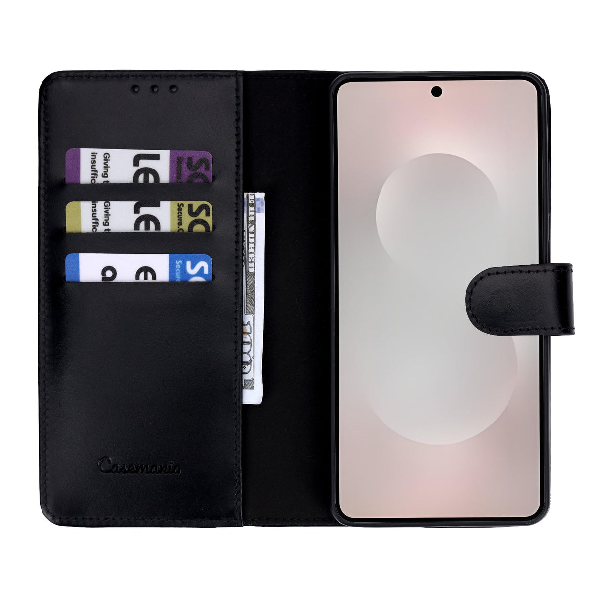 Samsung Galaxy S26 Ultra Case - Onyx Black - Genuine Leather 2-in-1 MagSafe Wallet Case