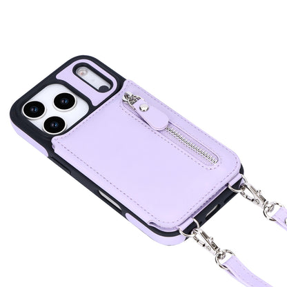 Apple iPhone 17 Pro Hülle - Lila - Luxus-Backcover mit Handykette und Reißverschluss