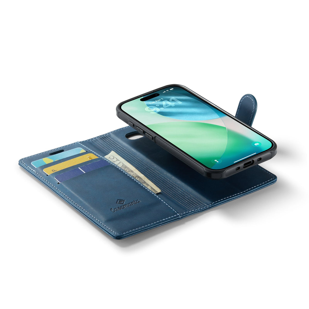 Apple iPhone Air Hülle - Navy Blue - Luxus-2-in-1-MagSafe-Klapphülle mit Kartenfach