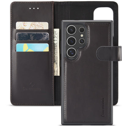 Samsung Galaxy S24 Ultra Case - Charcoal Gray - Genuine Leather 2-in-1 Wallet Case