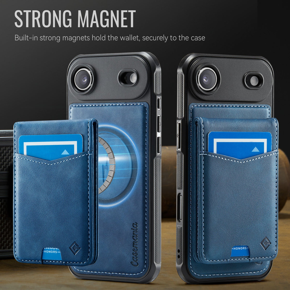 Apple iPhone Air Hoesje - Navy Blue - MagSafe Back Cover met Pasjeshouder