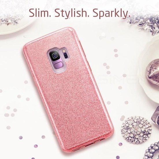 Samsung Galaxy S9+ Hoesje - Zwart - Glitter Back Cover