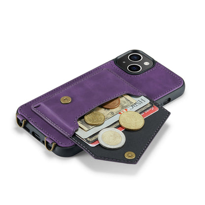 Apple iPhone 15 Hoesje - Dark Purple - Luxe Back Cover met Telefoonkoord