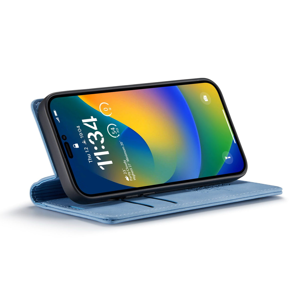 iPhone 15 Pro Hoesje - Sky Blue - Dunne Bookcase
