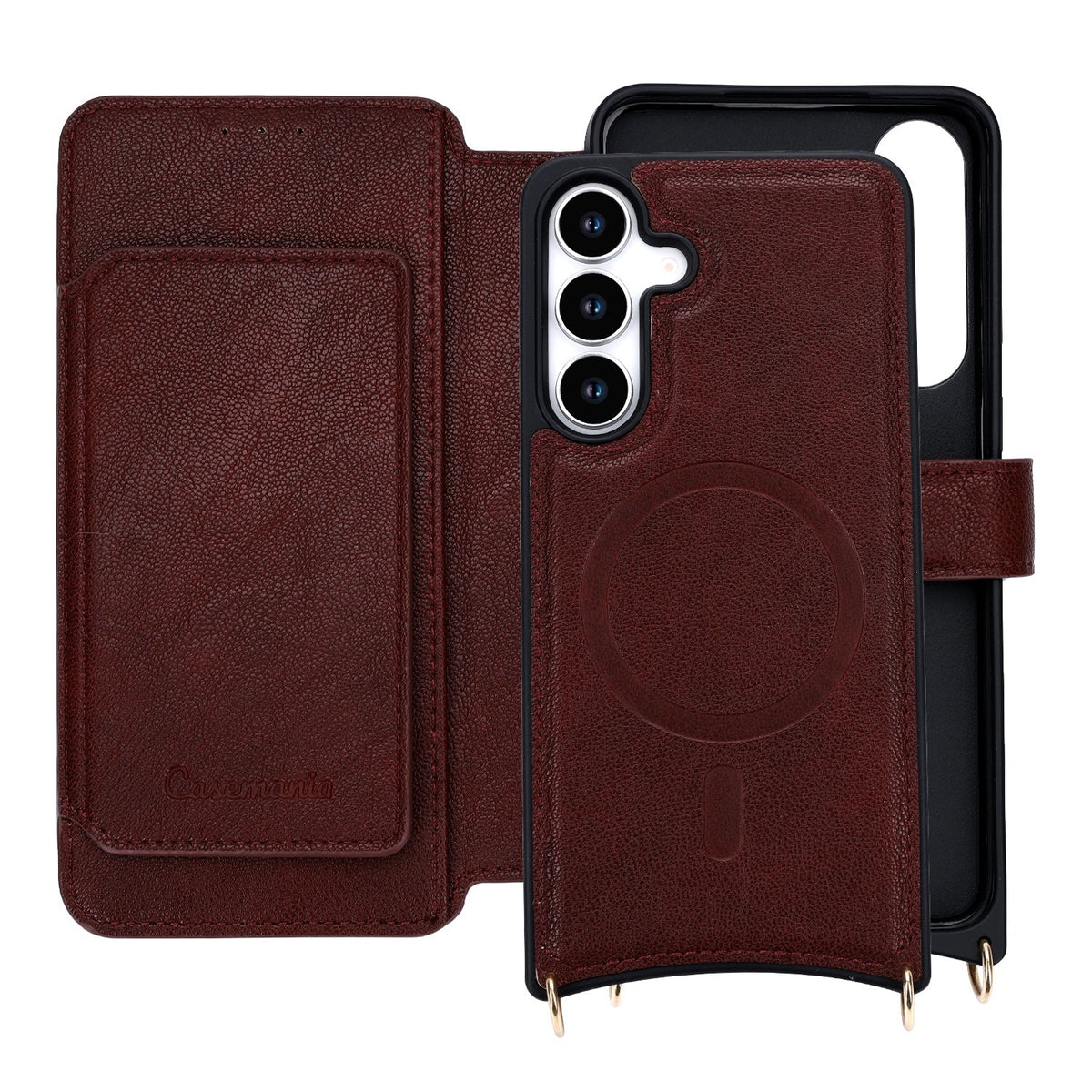 Coque Samsung Galaxy S25 FE - Rouge Vin - Étui arrière CM Amsterdam avec cordon de téléphone