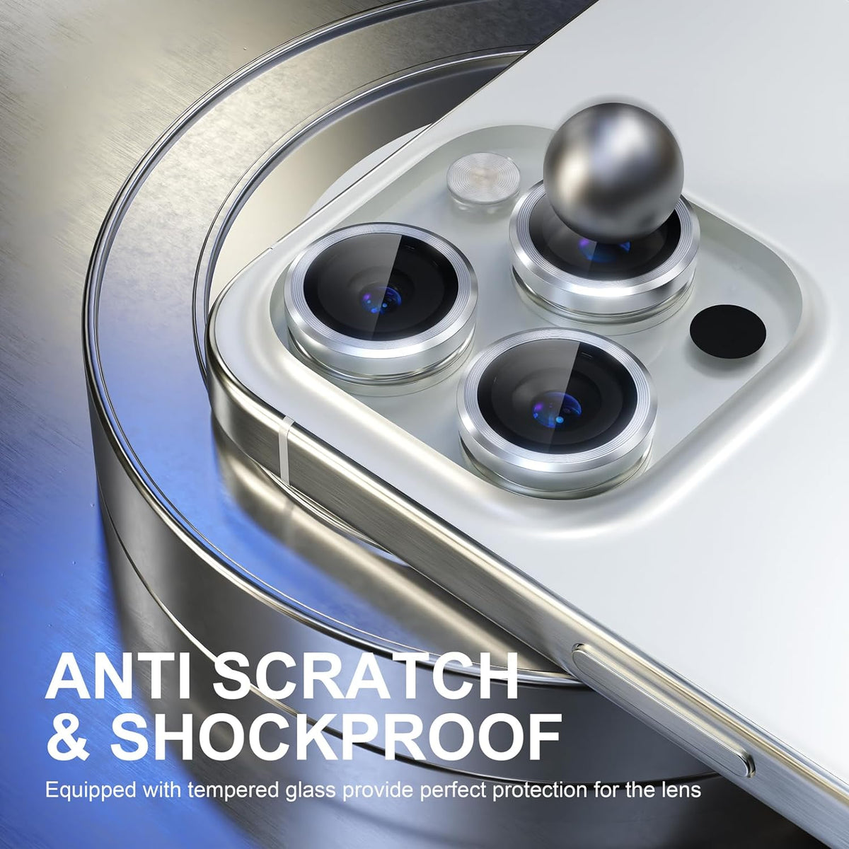 Apple iPhone 15 Pro Max Kameraschutz - Silber - 1 Stück