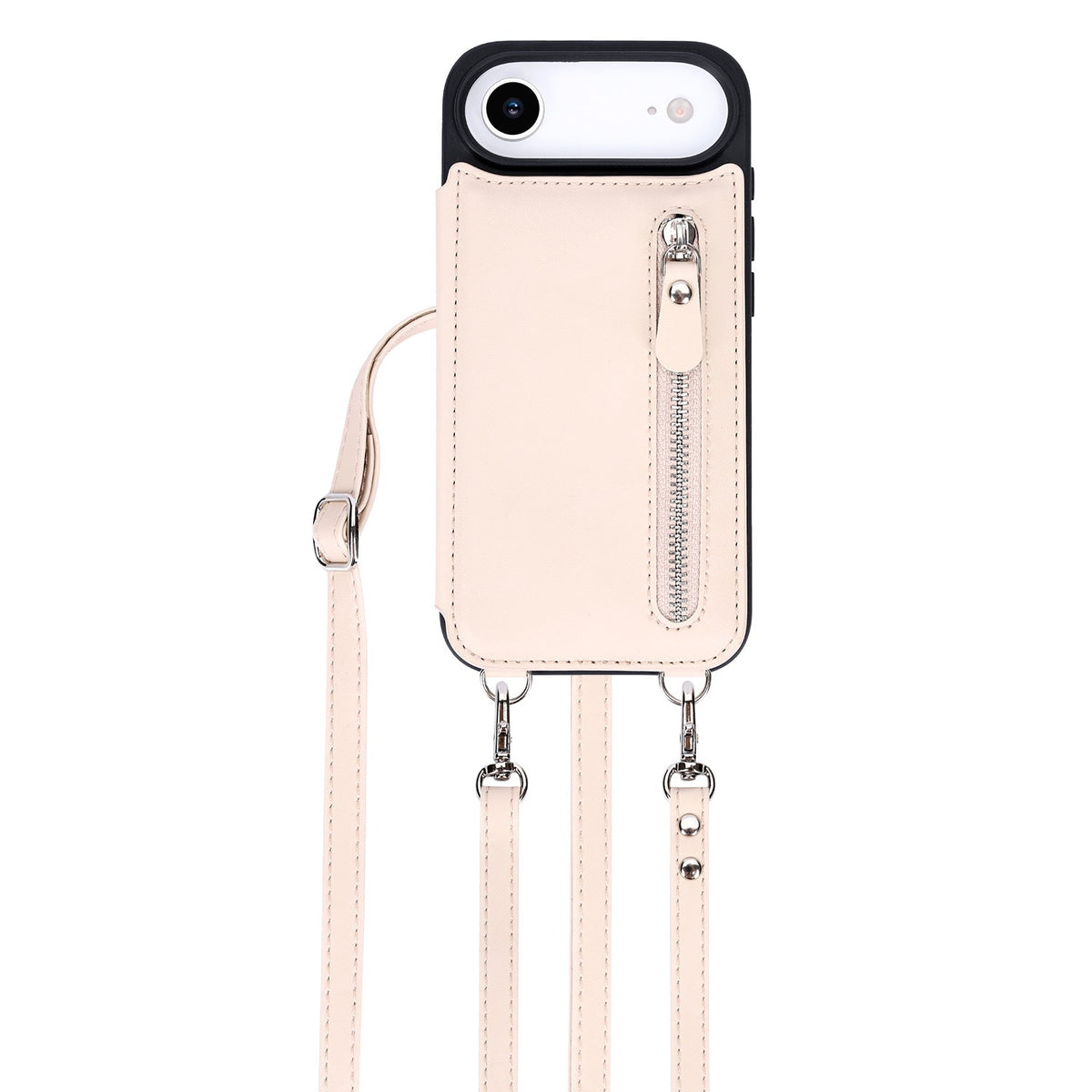 Apple iPhone Air Case - Beige - Luxury Back Cover with Phone Strap and Zipper