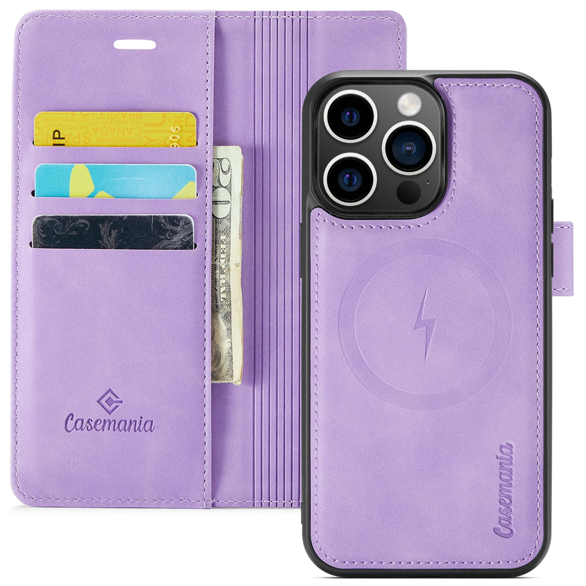 Apple iPhone 15 Plus Hoesje - Bright Lila - 2 in 1 MagSafe Bookcase