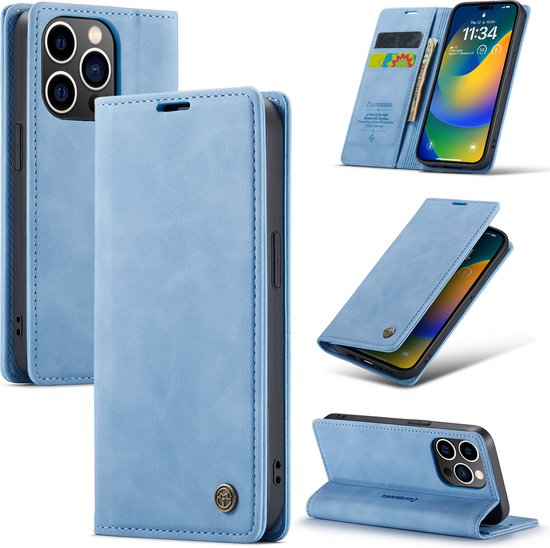Apple iPhone 14 Pro Max Hülle - Sky Blue - Schlanke Klapphülle mit Kartenfach
