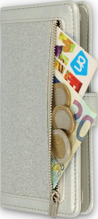 Apple iPhone 11 Case - Silver - Glitter Luxury Wallet Case with Zip