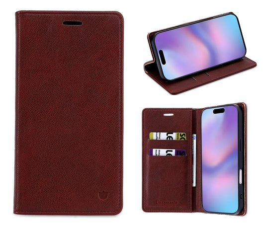 Apple iPhone 13 Hülle - Burgundy Red - Schlankes Lederoptik-Backcover