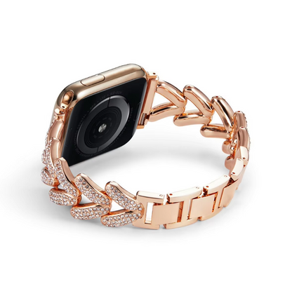 Apple Watch Armband 44/45/46/49 mm – Metall-Gliederarmband mit Kristallen – Roségold