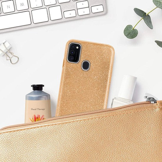Samsung Galaxy A20s Hoesje - Goud - Glitter Back Cover