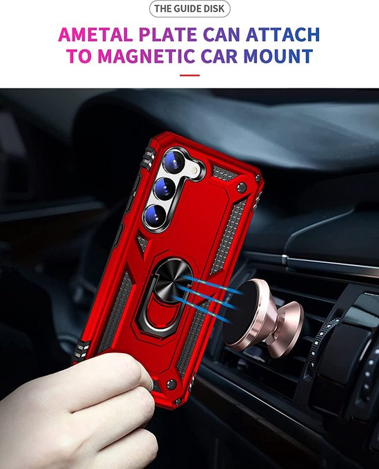 Samsung Galaxy S23 Plus Case - Red - Armor Kickstand Back Cover