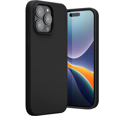 Coque pour iPhone 14 Pro - Noir - Étui arrière en silicone liquide